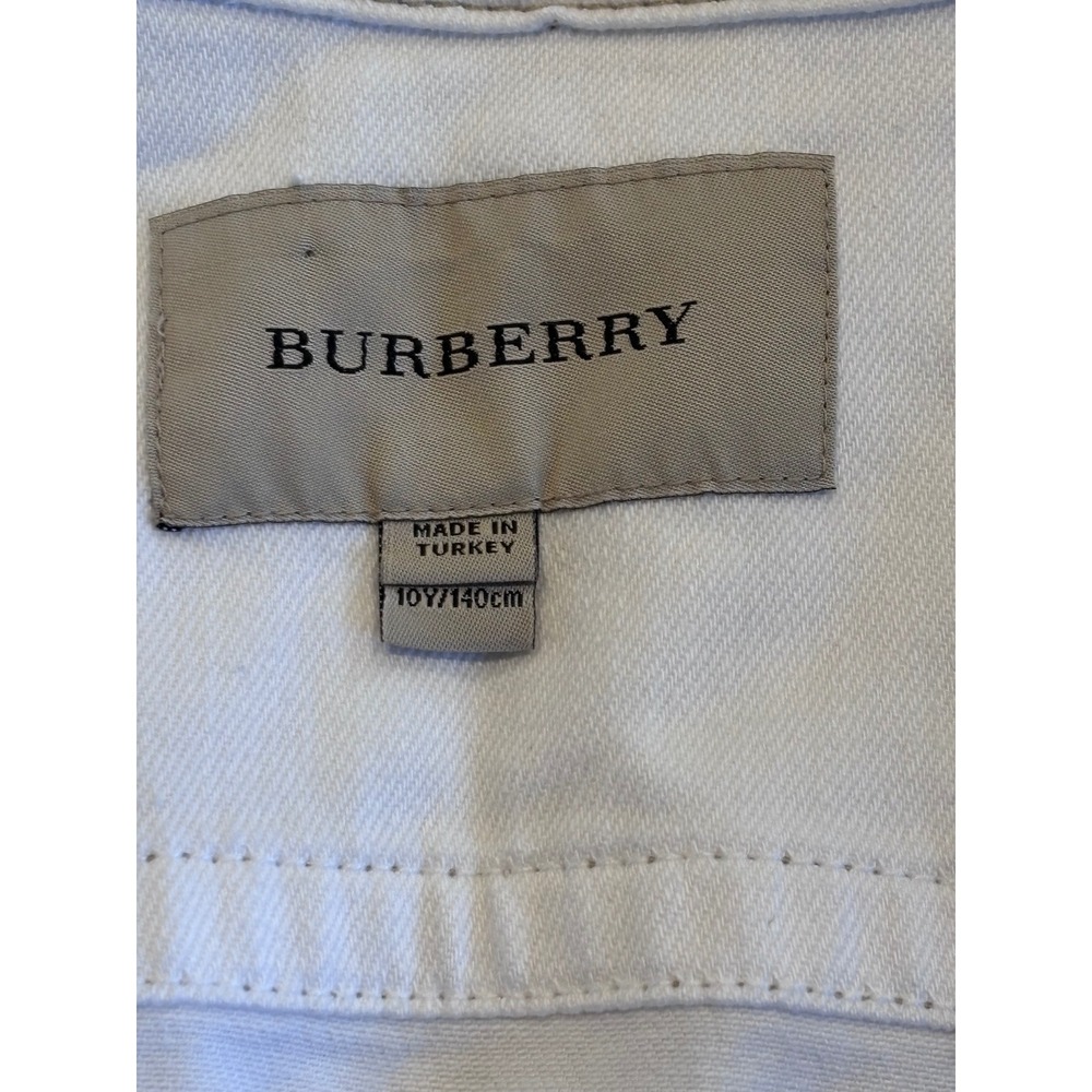 Burberry Kids White Denim Trucker Jacket 10Y 140 Classic Designer Logo Preppy - Picture 2 of 16